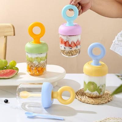 Portable 500ml Breakfast Cups Seal Leak Proof Yogurt Bowl Reusable Handheld Oats Container for Oatmeal Cereal Nut Yogurt
