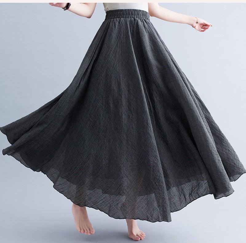 Women's Midi Skirt With Elastic Waist And Long A-line Skirt, Versatile And Fashionable