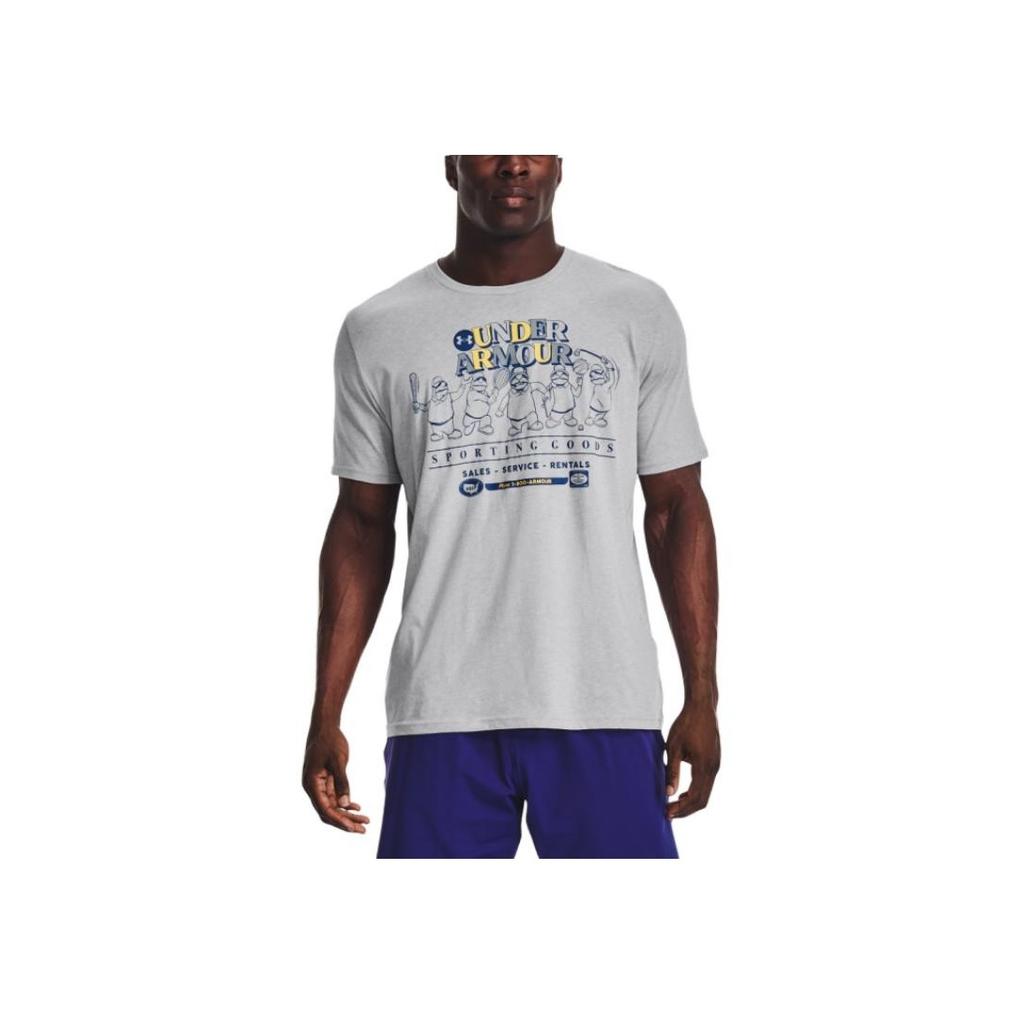 Under Armour American Vintage Graphic Crew Neck Short Sleeve T-Shirt Men Tops Light-Modern-Gray 1376854-011