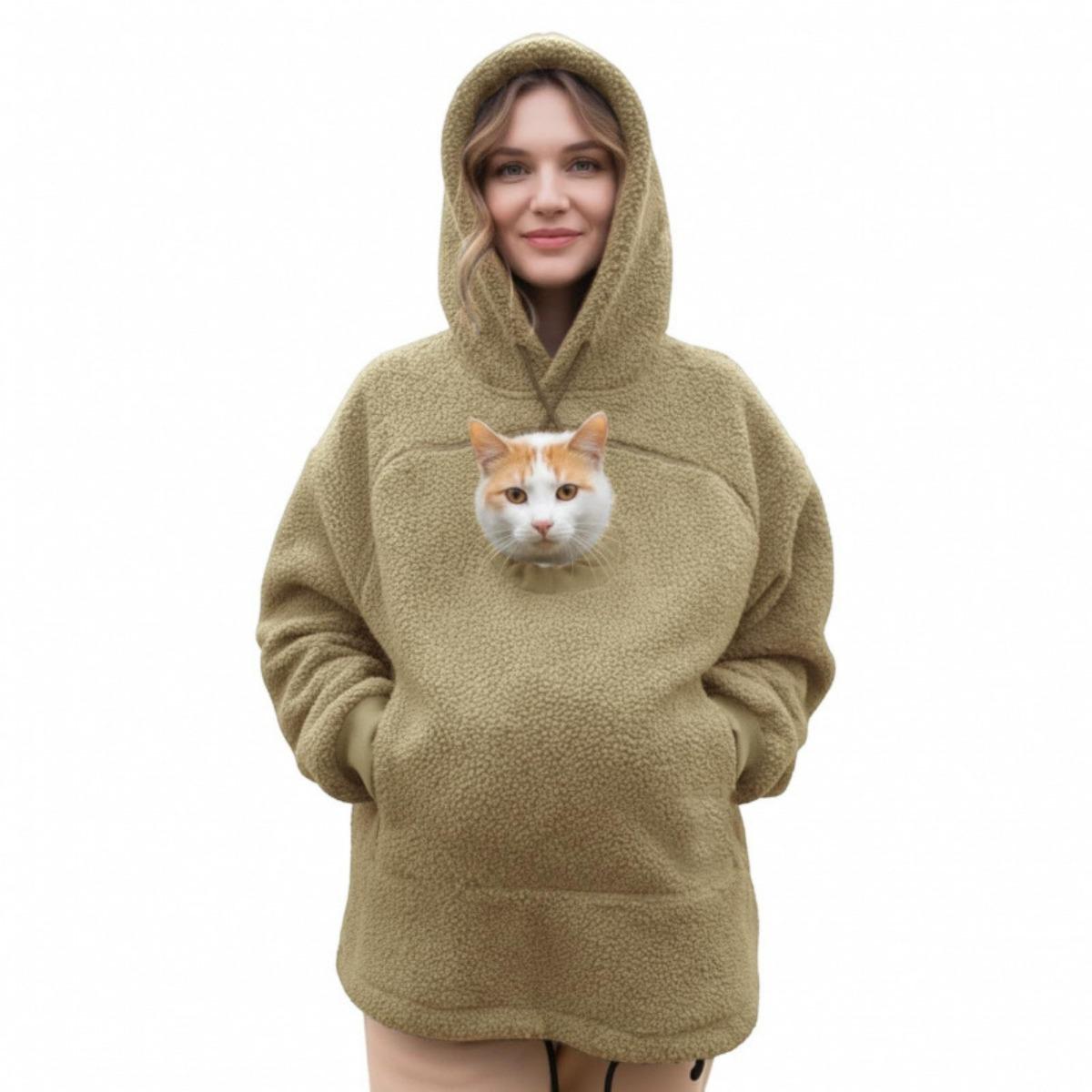 Women Men Loose Sherpa Lined Hoodie