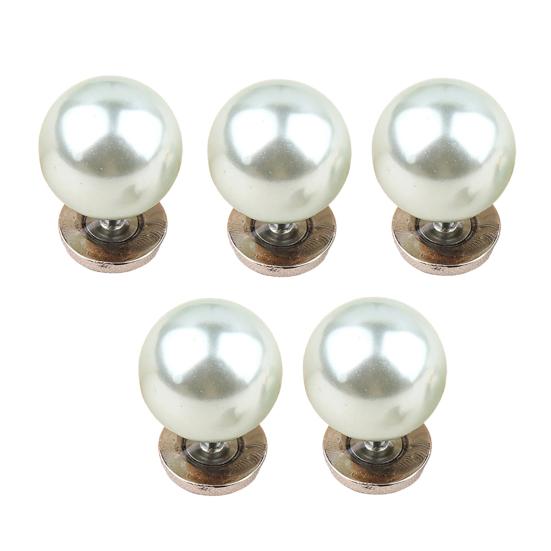 Fashion Scarf Buckles 5Pcs Fake Pearl Buttons for Clothing, Removable Decorative Brooch Pins, No Waist Tightening Pins Dresses Sew Safety Shirt
