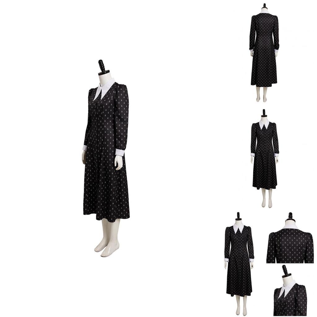 Family Addams The Wednesday Cosplay Costume Black Dress Halloween Party Xmas