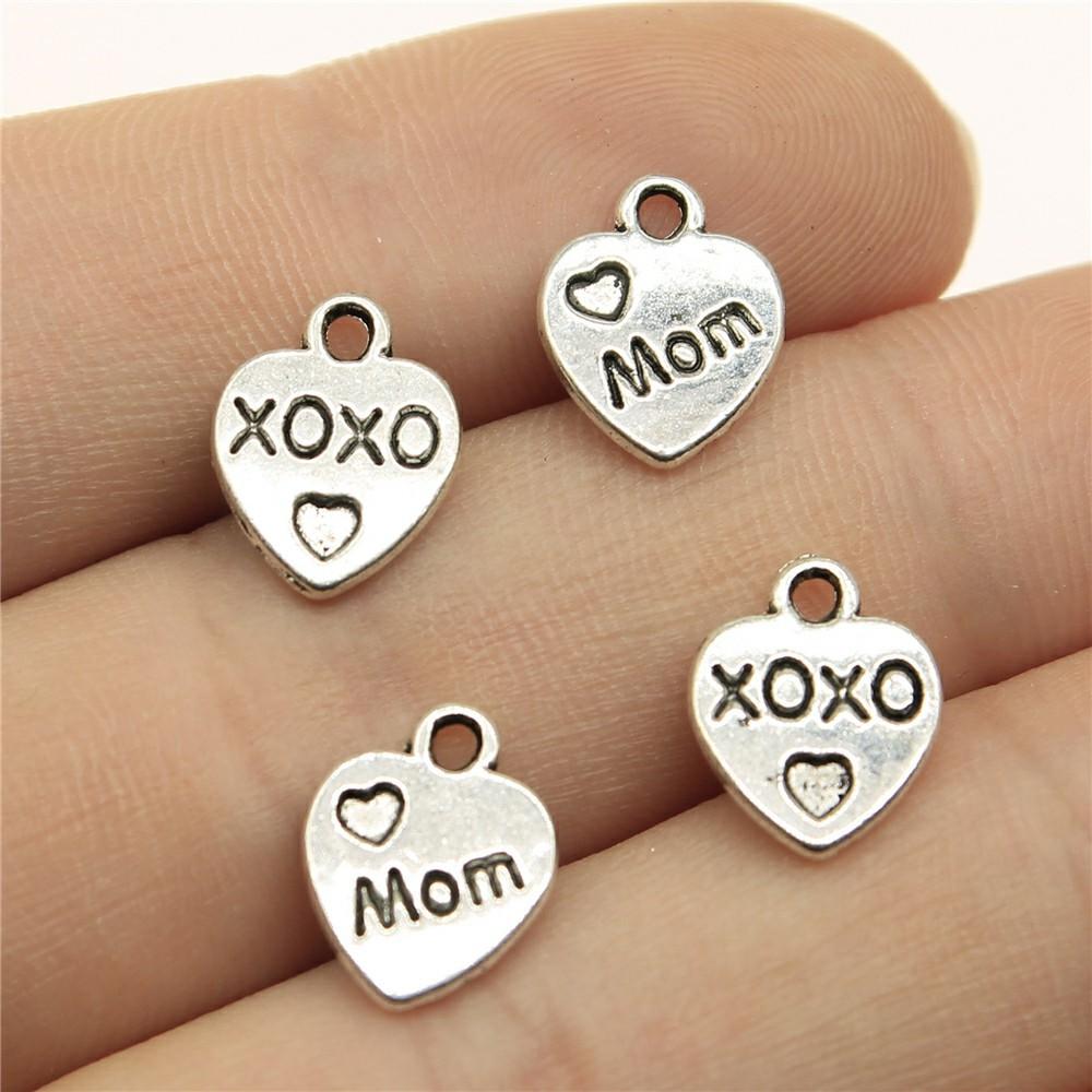 20pcs Mom Series Charms For DIY Jewelry Making Lovely Family Heart Love Mom Charms For Mother's Day Gift