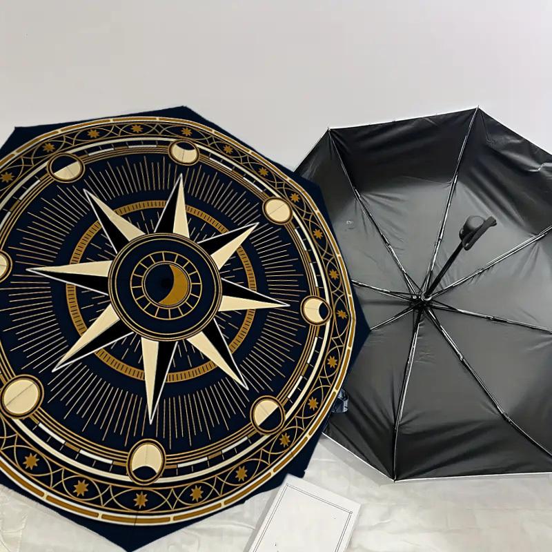Compass Rose Design Umbrella: A Stylish and Functional Companion for Outdoor Adventures, Featuring Automatic Opening/Closing Mechanism, Lightweight