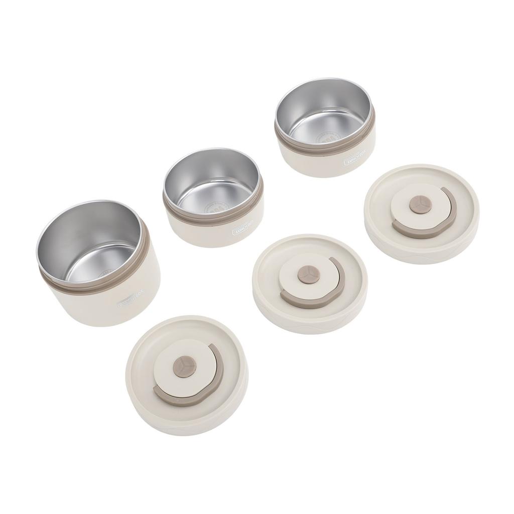 Insulated Lunch Container 304 Stainless Steel Leakproof Portable Round Thermal Bento Box with Lid and Thermal Bag