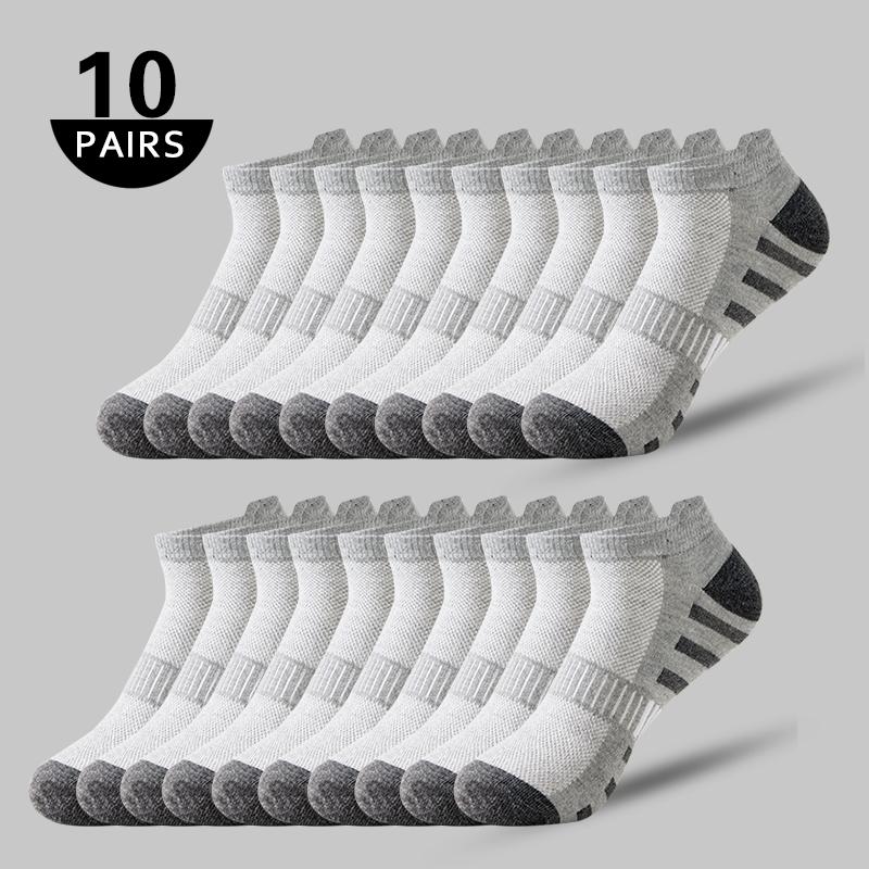 5/10 Paires chaussettes courtes homme Été fines homme noir blanc gris décontractées affaires chaussettes maille respirantes chaussettes de sport homme cadeau