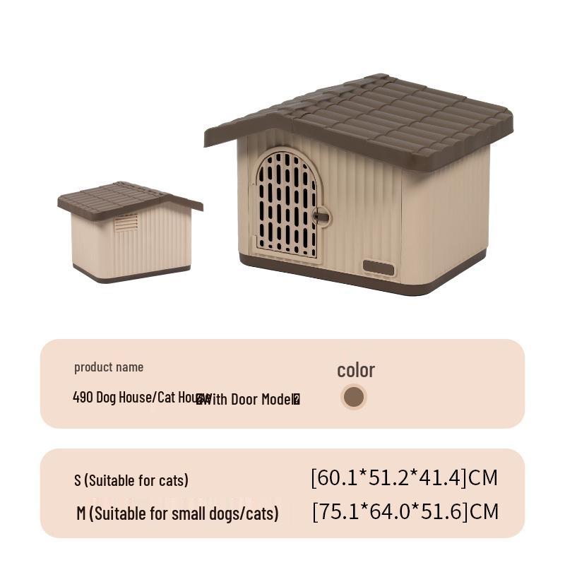 Rainproof Insulated Semi-Enclosed Small Dog House for Indoor/Outdoor Use