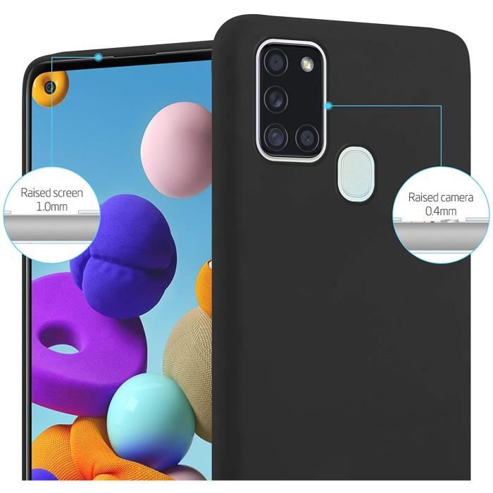 Verre trempé pour Samsung Galaxy A21S bords noirs et coque de protection souple Noir avec Stylet Toproduits®