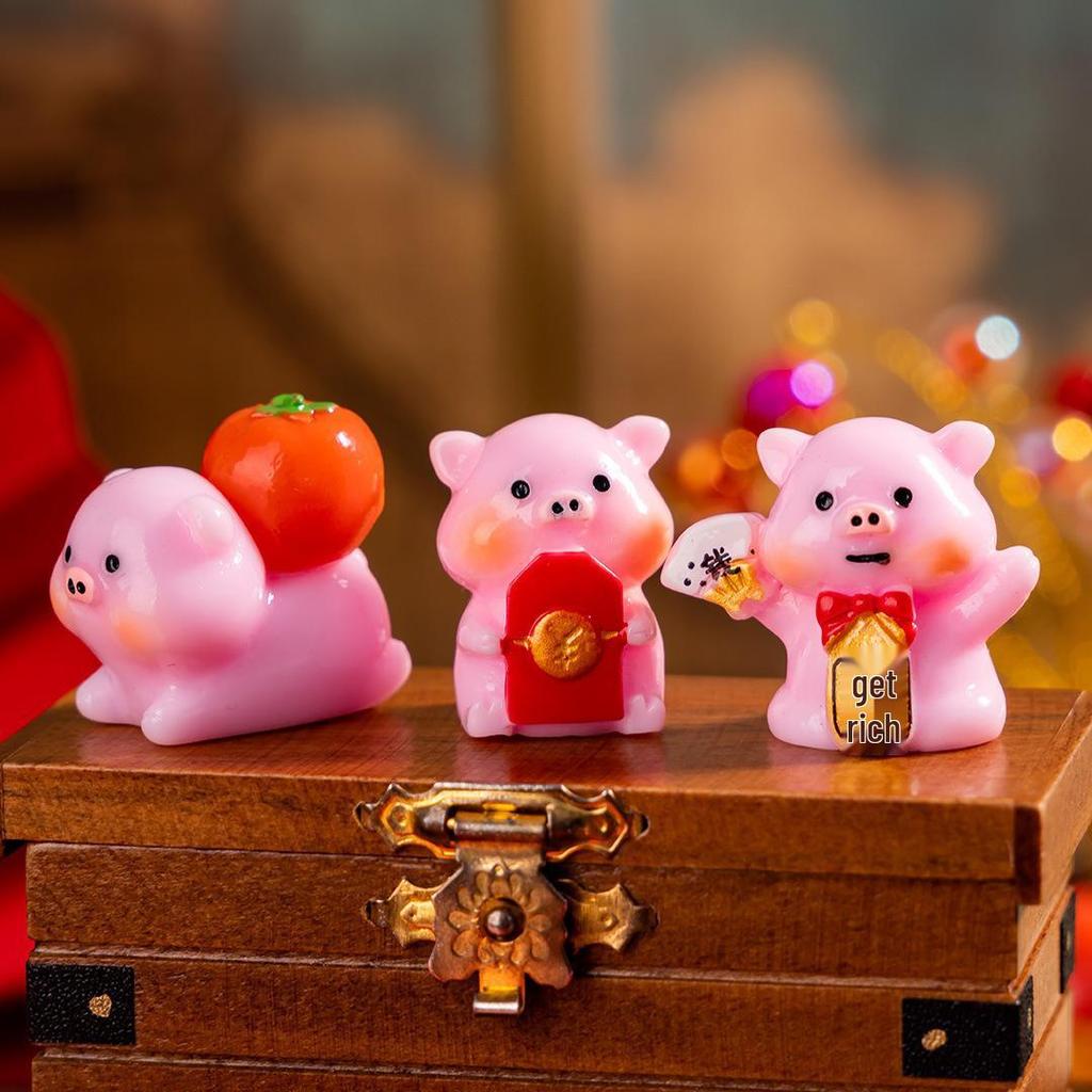 Miniature Luminous Resin Animal Ornaments: Cartoon Desktop & Car Decorations