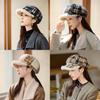 Wool Plaid Beret Hat For Women Winter Fashion Chic Warmth