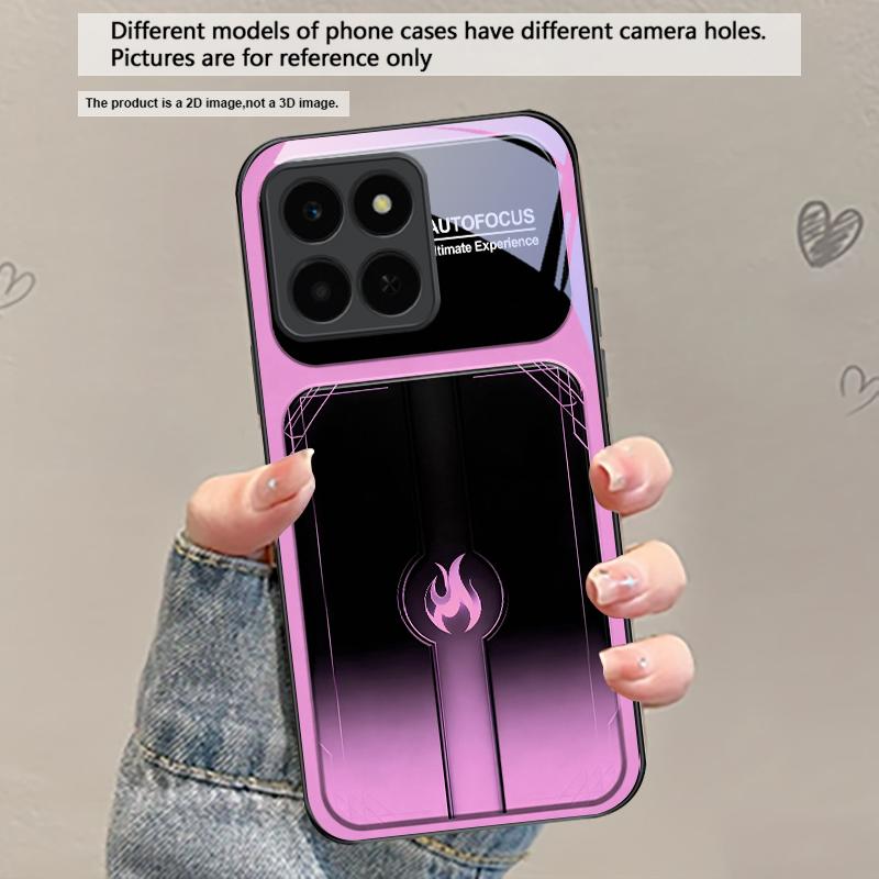 

Dazzling purple flames For Honor X5 Plus X30 X9c Smart X5b X9a X30 Max X50i 30 Pro+ 50 Pro 70 90 Smart 200 Lite Glass Phone Case Honor 50 Pro