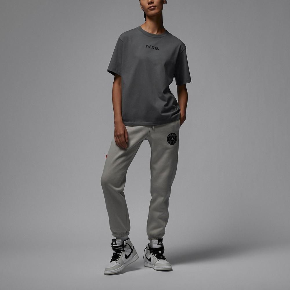 Jordan Paris Saint-Germain Solid Color Letter Embroidery Crew Neck Short Sleeve T-Shirt Women Tops Dark-Grey DZ3261-068