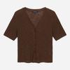 Women V Neck Rib Short sleeVe Cardigan T264mcd256w