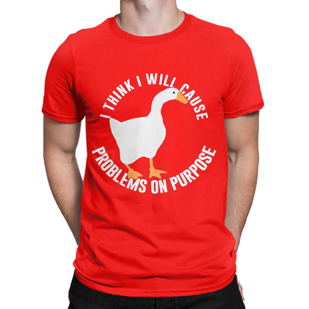 Untitled Goose Game I Think I Will Cause Problem On Purpose Funny 100 Cotton TShirt Untitled Goose Game Tops Tees For Unisex