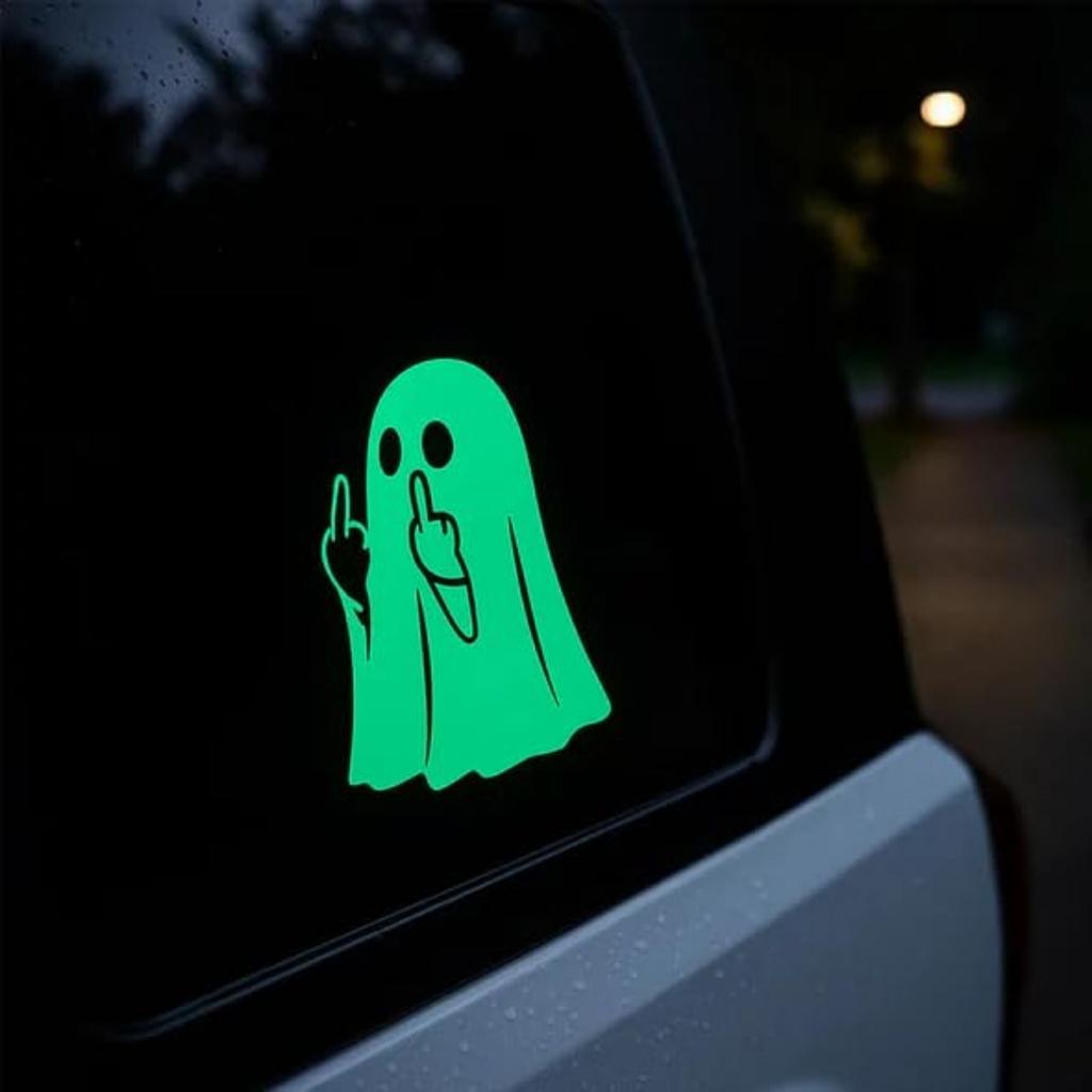 Glow Cute Middle Finger Stickers, Glow In The Dark Halloween Stickers, Car Middle Finger Decals, Scary Luminous Decals For Home Decour