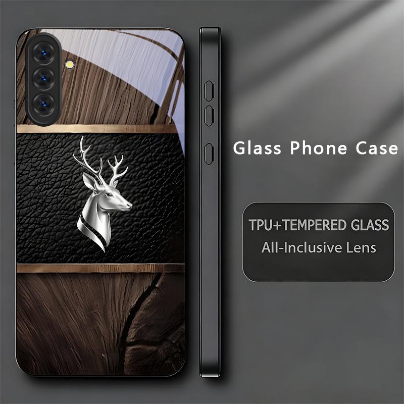 Elite Metallic Stag Black Phone Case For Samsung A32 A33 A34 A35 A36 A37 A51 52 52s A53 A54 A55 A56 A57 A71 A72 A73 Glass Cover