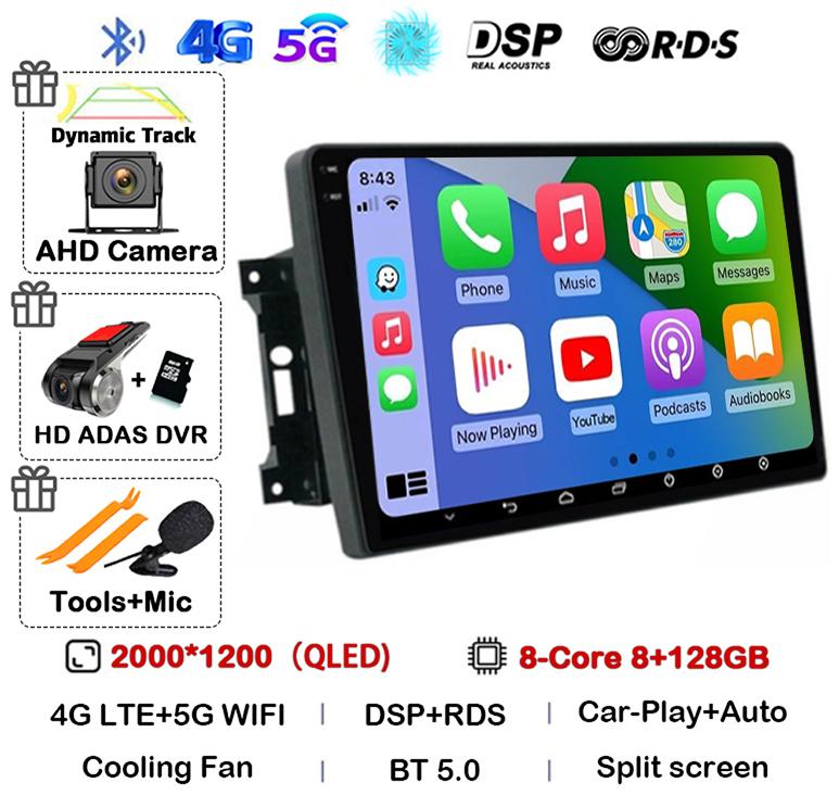 Android 14 Auto Car Radio For Jeep Compass Grand Cherokee Wrangler Chrysler Sebring Town Country Dodge Charger Multimedia Player