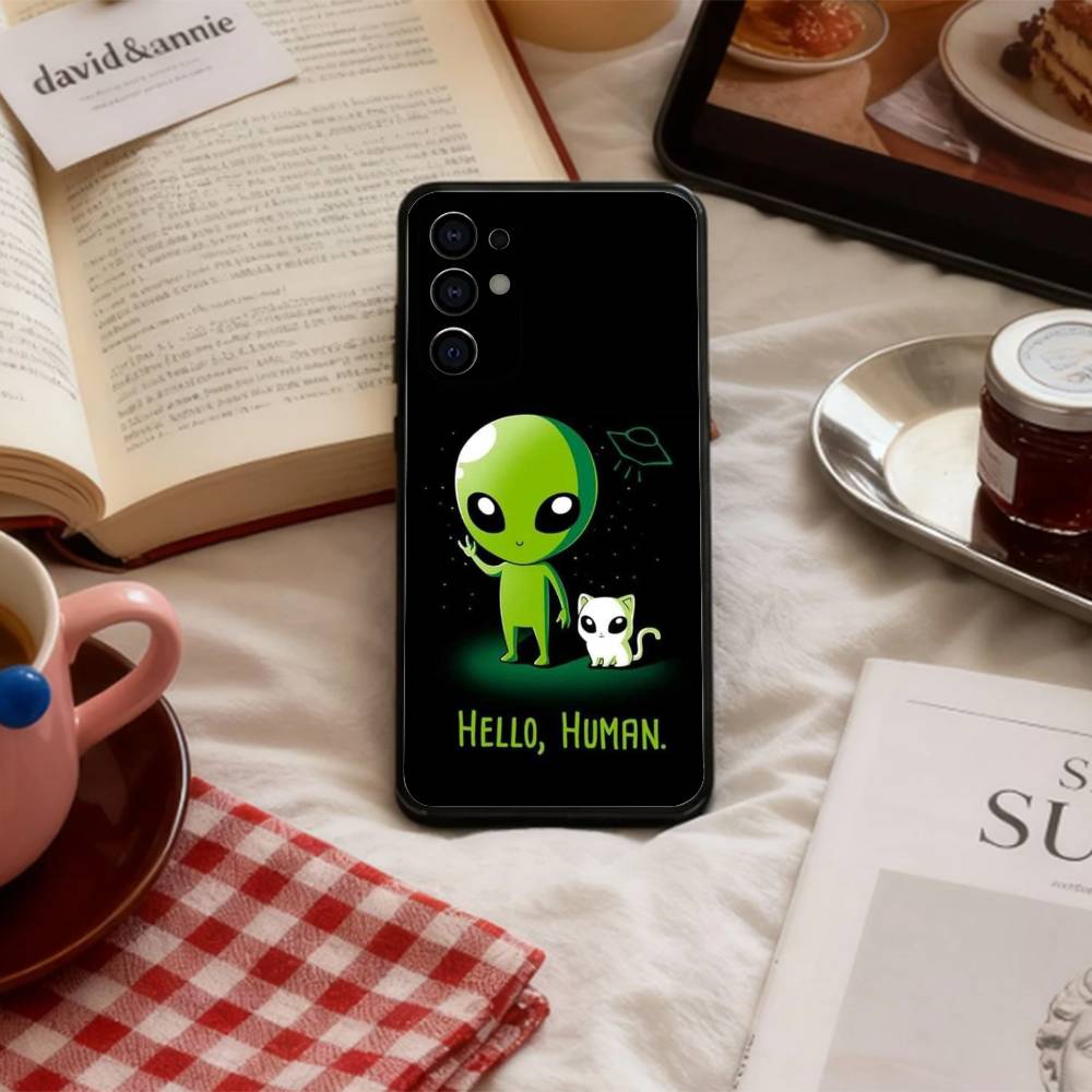 Cool C-Cartoon Alien Space  Phone Case For Samsung S 25,24,23,22,30,21,10,9,Ultra,Plus,Lite,FE,4,5 G Soft Black Case Samsung S205G