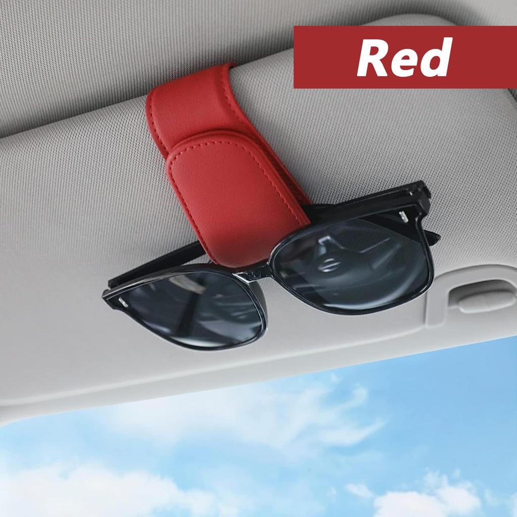 Sunglasses Holder Is Suitable for Car Sun shades Magnetic Leather Sunglasses Clip and Ticket Clip Car Sunshade Accessories