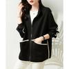 Autumn and Winter Plus Velvet Stand-up Collar Zipper Jacket Loose Casual Loose Jacket Top Women