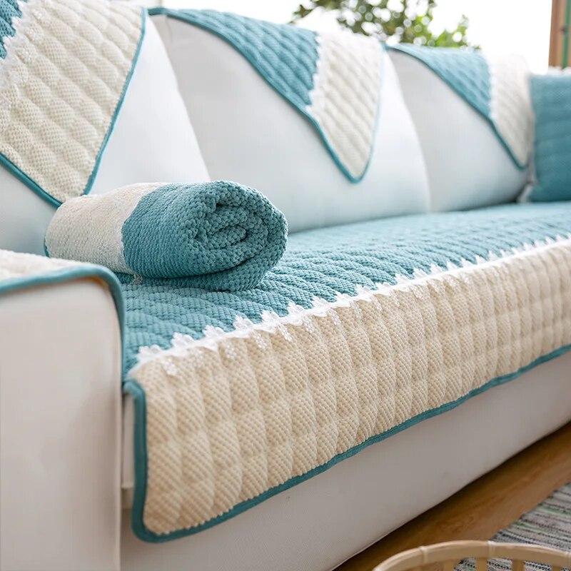 Plush Sofa Cover Thickened Non-slip Living Room Sofa Recliner Cover Universal Full Cover Dustproof Furniture Protection Cover
