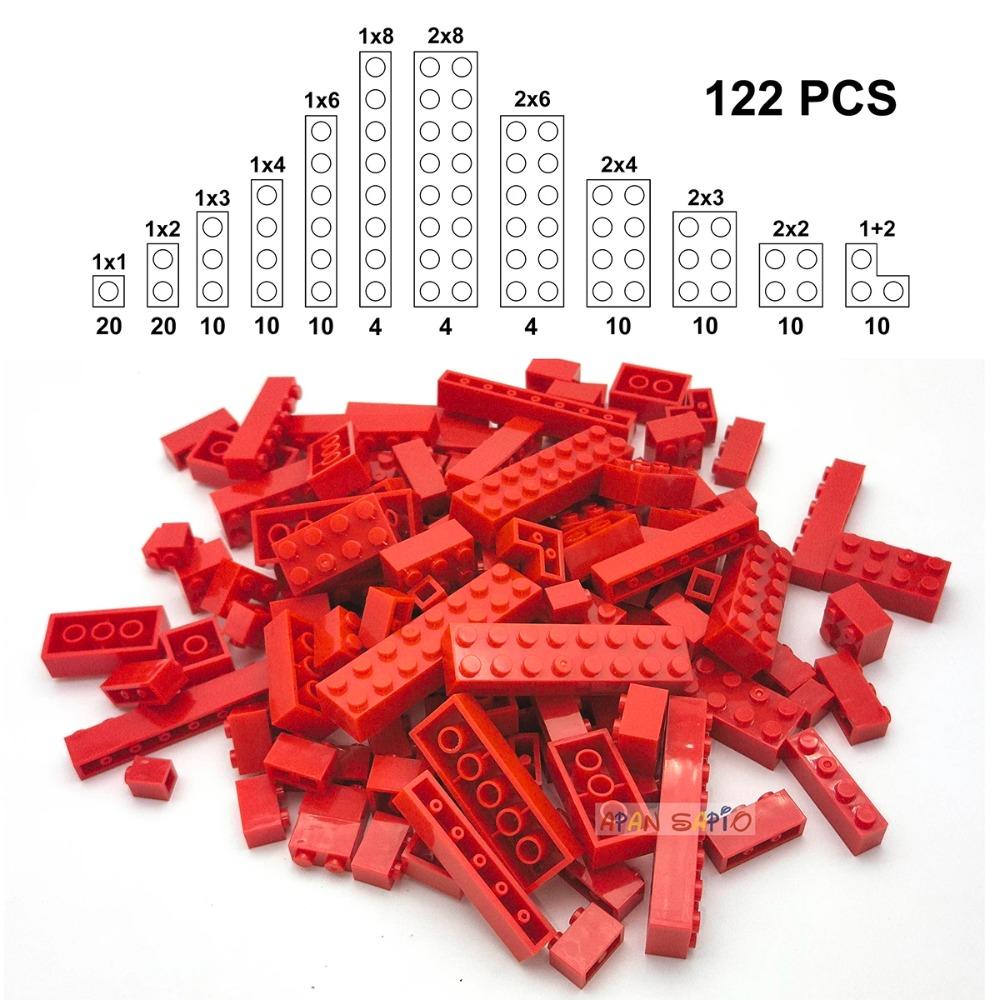 122 bucăți figuri groase cărămizi 12 dimensiuni blocuri de construcție DIY educaționale dimensiuni creative compatibile cu 3001 jucării din plastic pentru copii