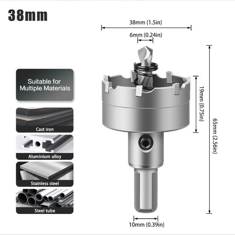 Carbide Tip Drill Bit Hole Saw 15-100mm Drill Bit Hole Saw Cutter For Stainless Steel Metal Alloy Drilling