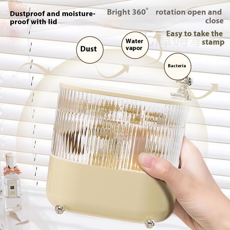 Desktop storage box Light luxury home and daily necessities Jewelry sundries Dust-proof and moisture-proof with cover Rotating cosmetics storage