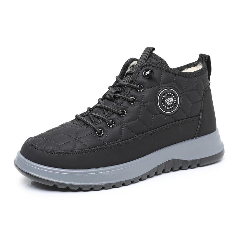 Men's Winter Warm Snow Boots With Faux Fur Lined Waterproof Non-Slip Ankle Booties for Men Comfortable Outdoor Faux Leather Shoes Walking Work Boots