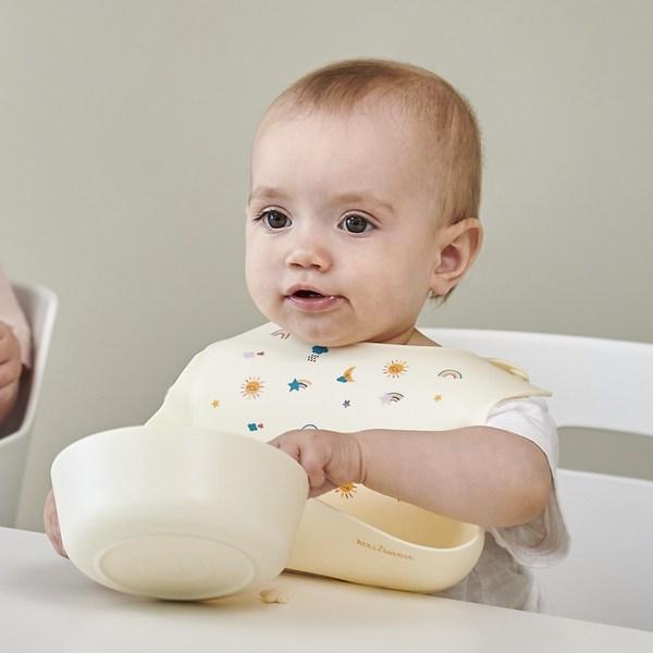 ArtiRabbit Infant's Length-Adjustable Silicone Bib, 1 Piece, 1 Piece, Cream Vanilla