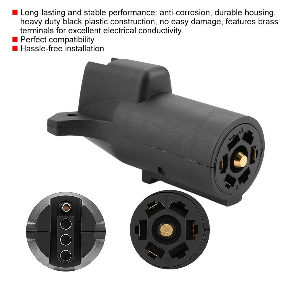 7 Way To 5 Way Flat Blade Trailer Towbar Towing Socket Plug Adapter Connector 12V US Plug