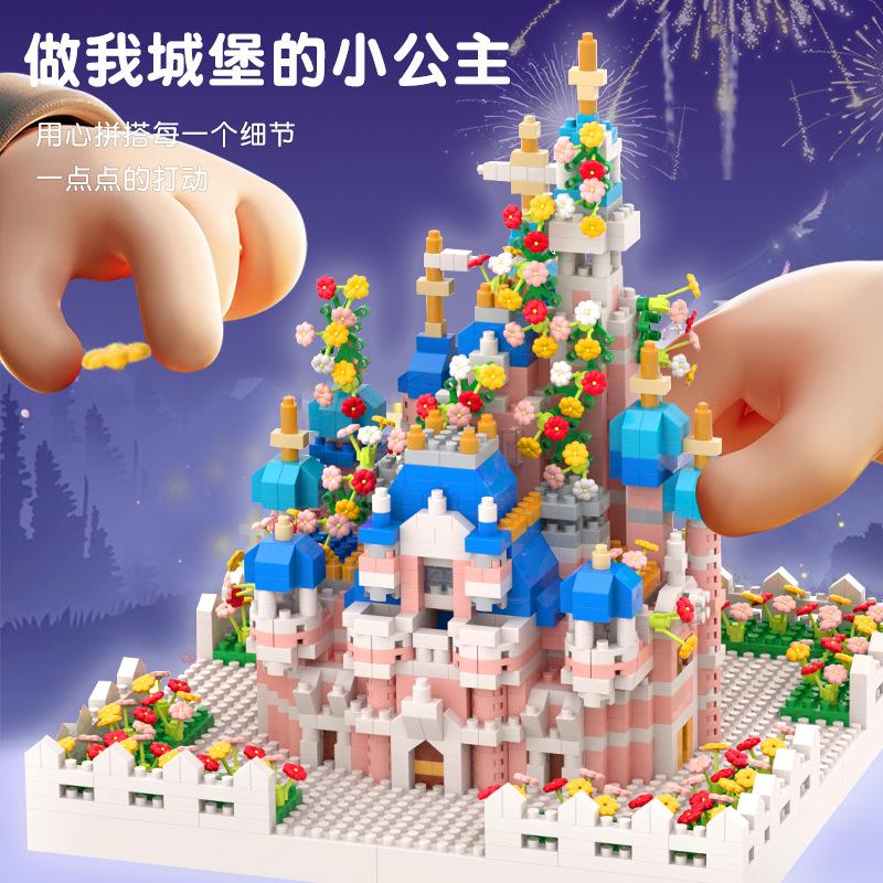 Small Particles Diy Puzzle Castle Building Block Simulation Princess Castle Model, Children'S Building Block Toy
