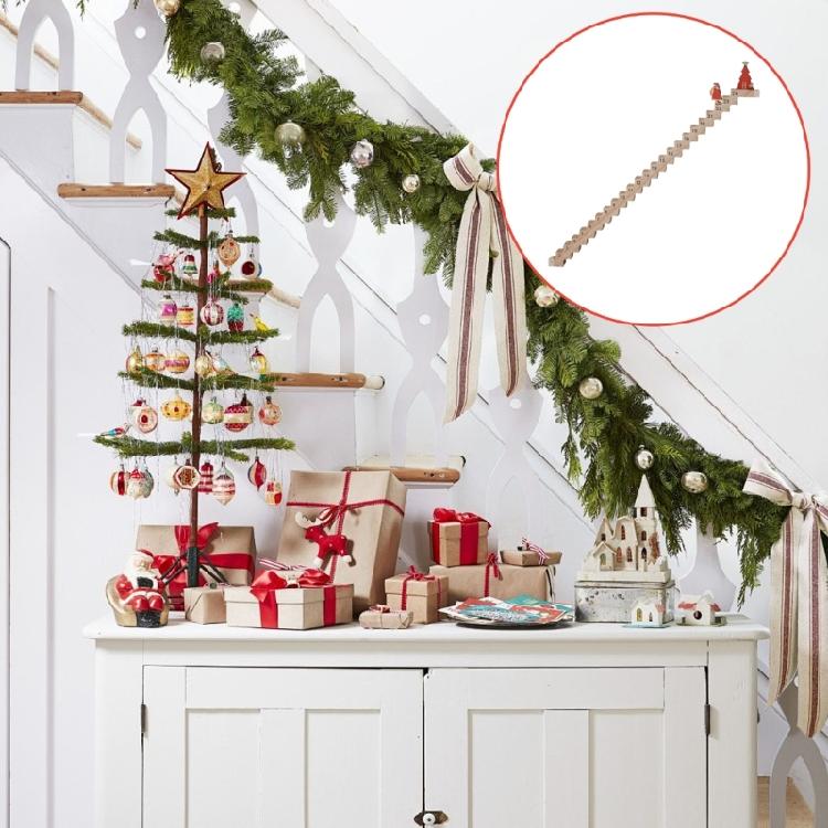 Santa Wood Advents Calendar Christmas Countdowns Calendar with Santa Climbing Stairs Wood Table Top Decors