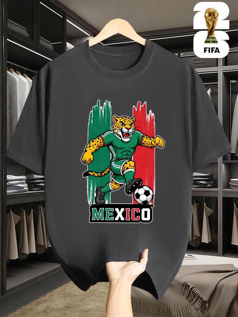2026 USA-Mexico World Cup, FIFA Men's Basic and Fun Printed Short-sleeved T-shirt, Perfect for Summer Outings