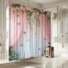 Romantic Floral Shower Curtain – Pink & White Drapes, Cascading Roses, Butterflies, Soft Ethereal Design, 70.8X70.8In, Includes