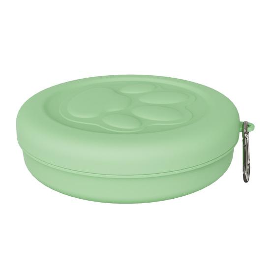 Dog Treat Pouch, Dog Bowl with Metal Carabiner, Puppy Treat Holder, Pet Food Container with Lid for Travel Walking Training Trips
