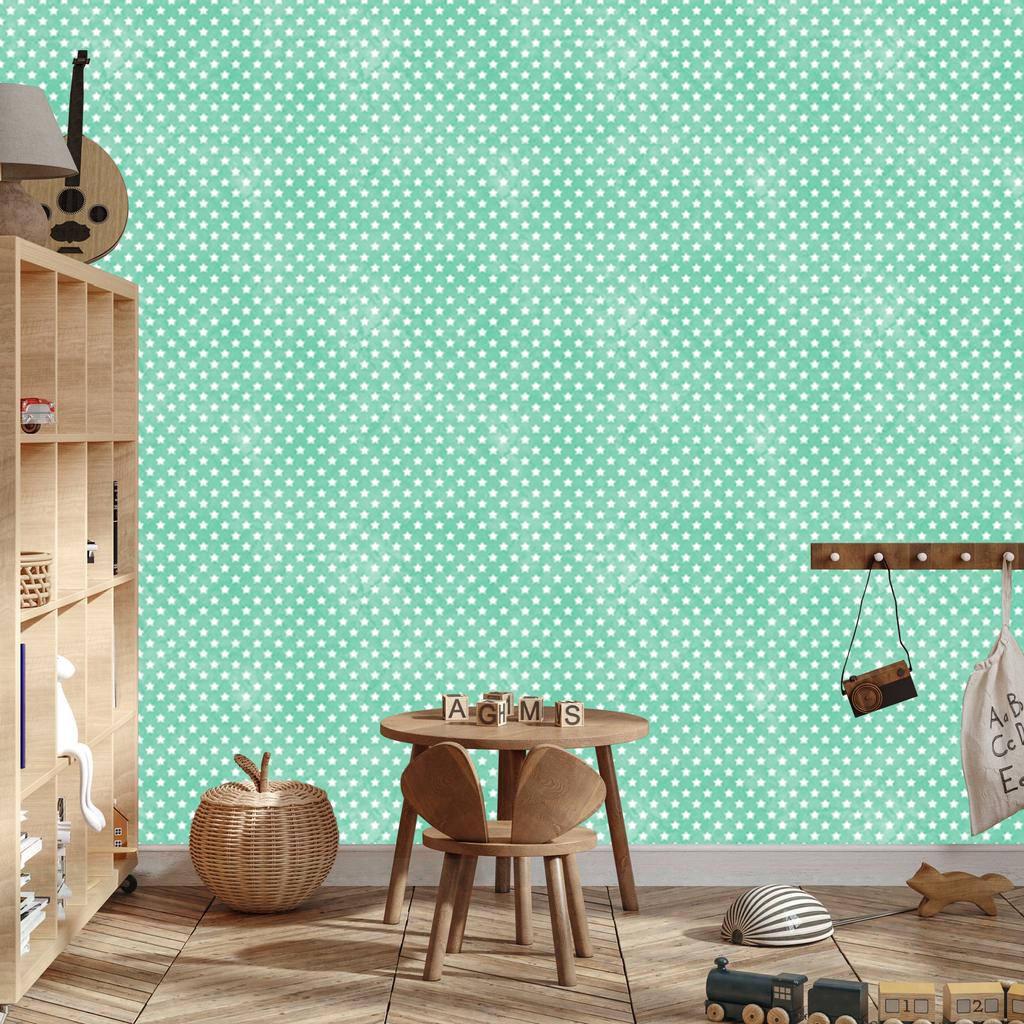 Mint and Sea Stars Wallpaper for Living Room and Bedroom 50x1000