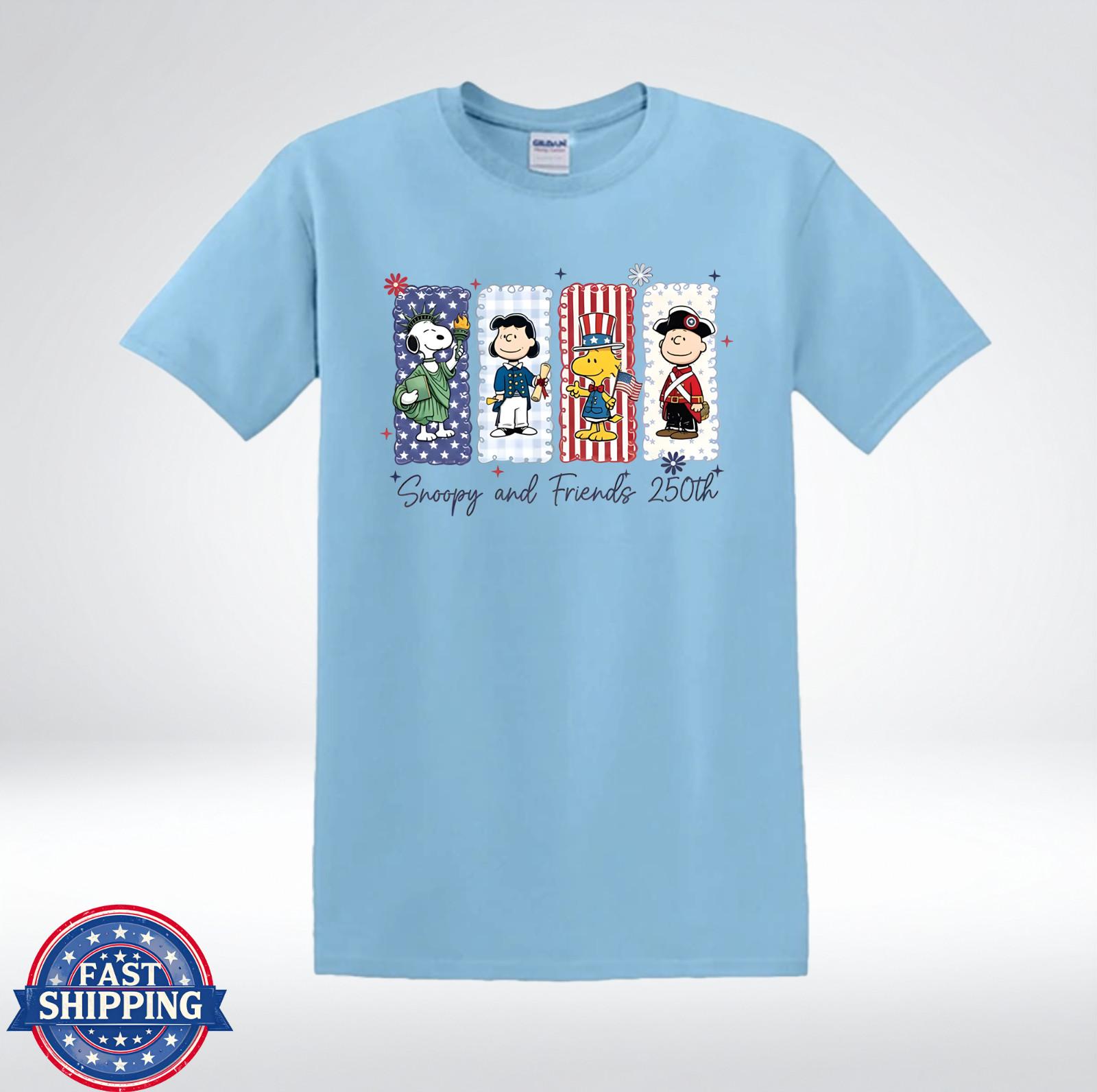 Patriotic Cartoon Friends 250th Anniversary America Graphic T-Shirt S