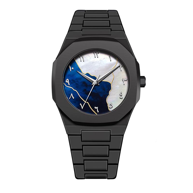 Men's Arabic Numerals Black Matte Quartz Watch