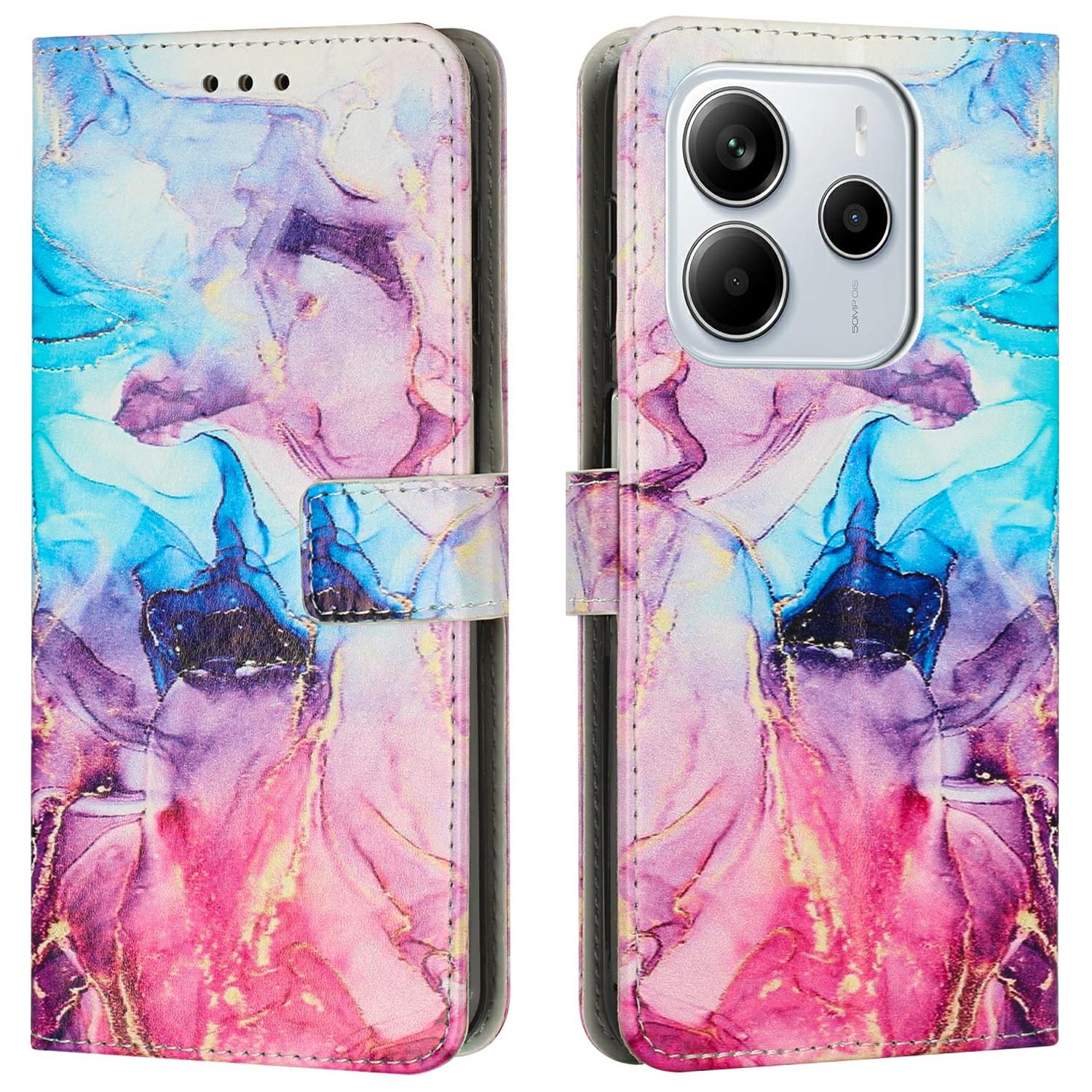 

For Xiaomi Redmi Note 14 4G (164.84mm) Stand Case Marble Pattern PU Leather Wallet Phone Cover E