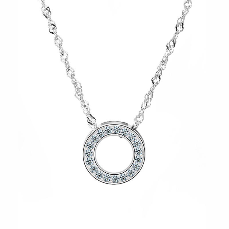 925 Sterling Silver Halo of Love Pendant Necklace, Micro-Paved Korean Fashion Jewelry