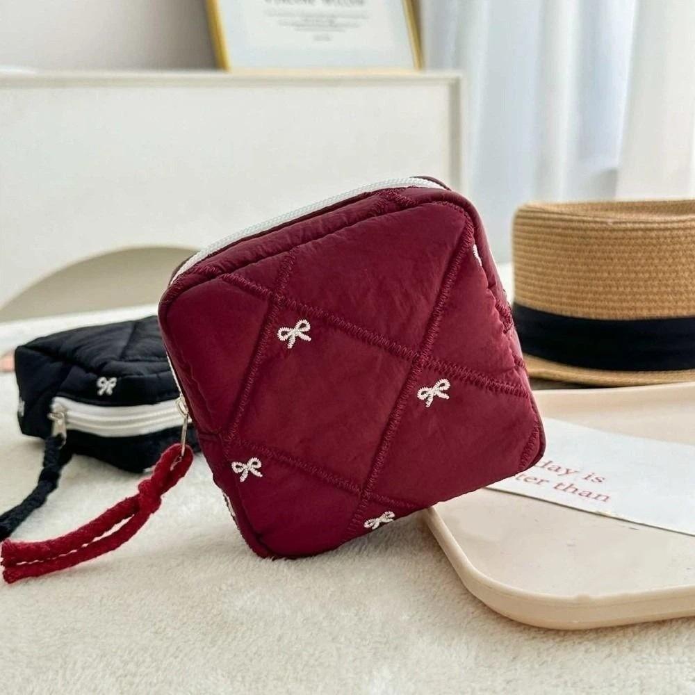 Multi-functional Bow Cosmetic Bag Portable Sanitary Napkin Storage Bag Cute Toiletry Bag  Women