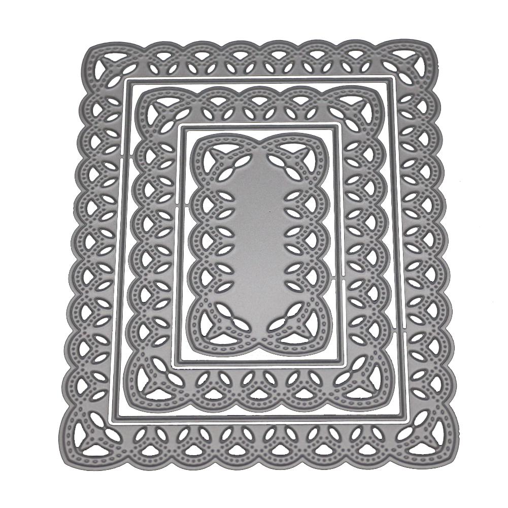 Lace Rectangular Frame Metal Silvery Stencil Embossing Cutting Dies For Diy Scrapbooking Paper Album Cards Making