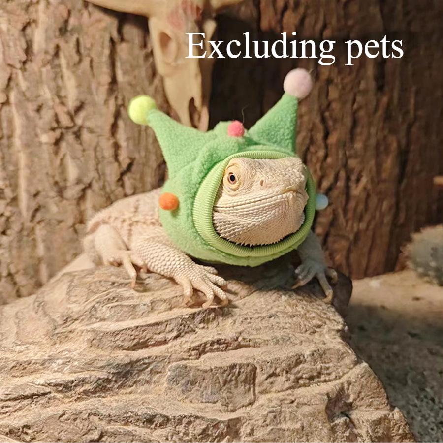 Creative Lizard Transformation Outfit Funny Horn Ball Hat Scarf Halloween Lizard Hat Clothes Climbing Pet Decoration Props