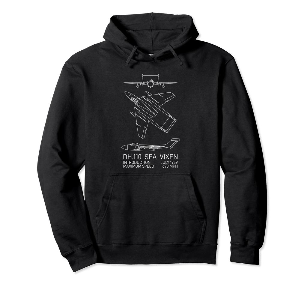 Sea Vixen British 1950s Jet Plane Blueprint Infographic Hoodie