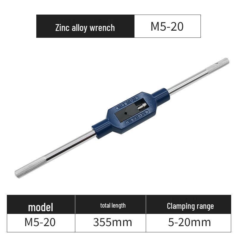 Adjustable Ratchet Tap Wrench with Extension Rod, All-Steel Manual Tapping Tool
