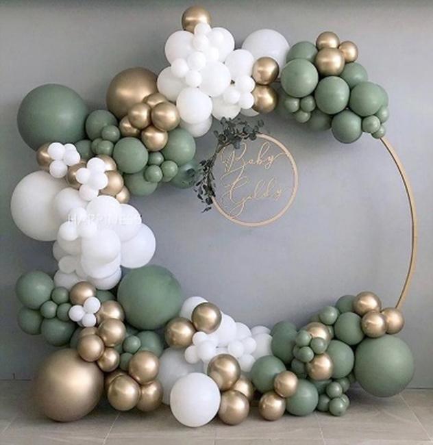 Bruiloft Verjaardag Babyborrel Geslachtsonthulling Decoraties Stofblauw Wit Ballonnenboog Slingerset