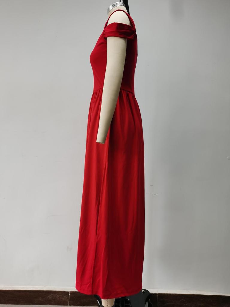 Summer V Neck Print Cold Shoulder High Slit Maxi Dress Elegant Long Evening Sexy Party Dress