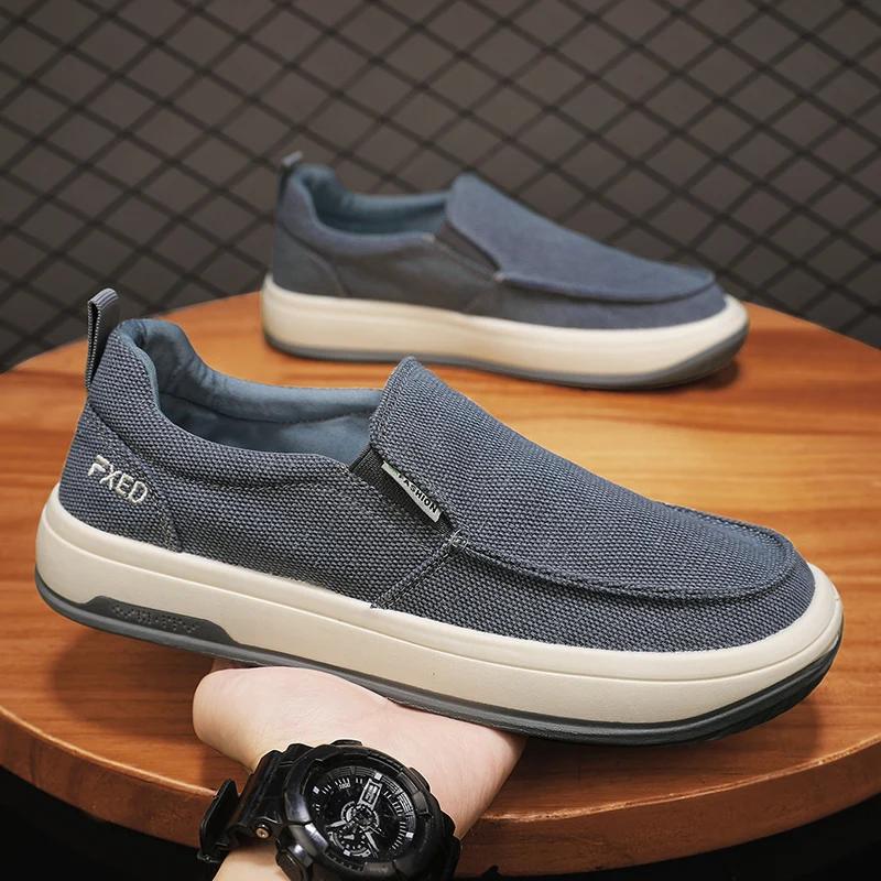 2025 Summer Men Breathable Casual Canvas Shoes Comfort Slip-on Loafer Soft Penny for Men Lightweight Driving Boat Shoes Loafers