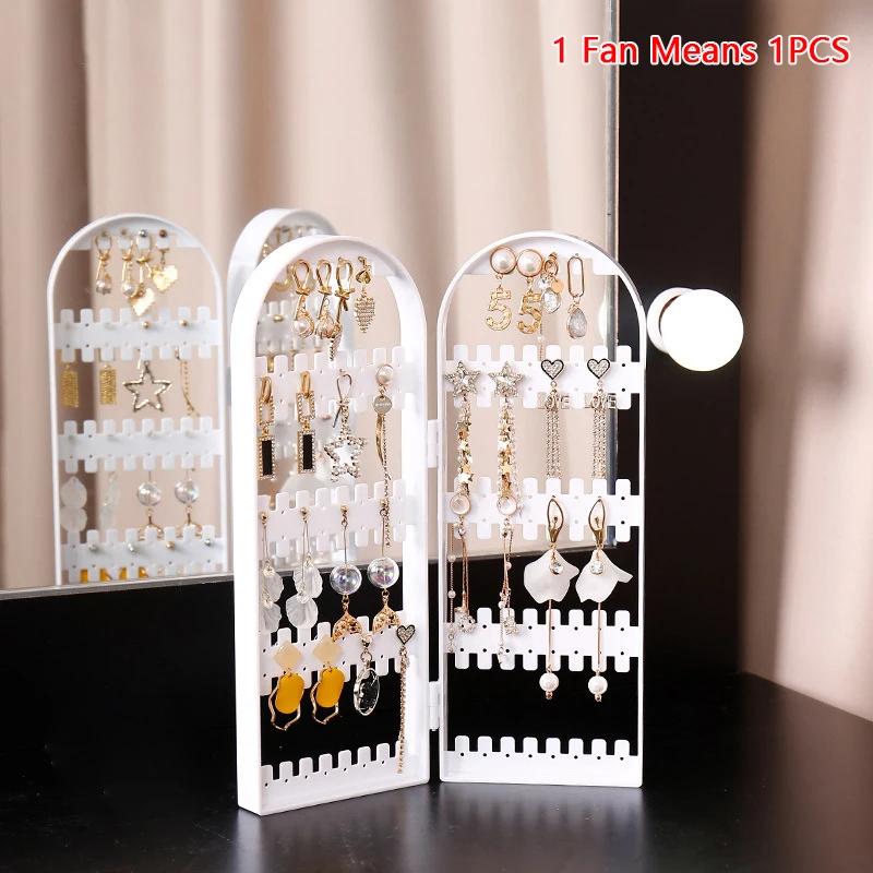 

Jewelry Display Rack Necklaces Rings Plastic Folding Holder Large Capacity Bracelets Storage Hanger with Stud Earrings Holes белый